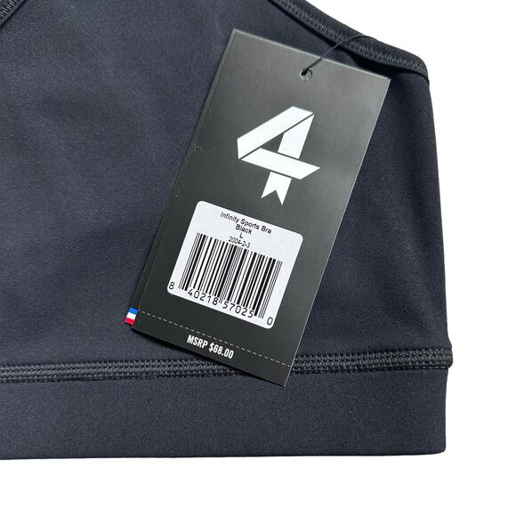 FOURLAPS Infinity Sports Bra Basic Black Women's Size Large NWT Medium Support - Picture 4 of 9